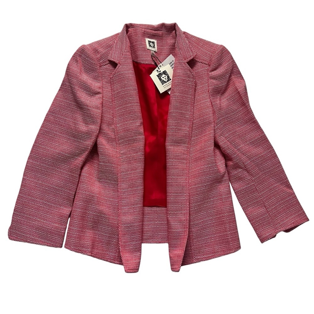 Anne Klein Red Textured Open Front Blazer‎ Jacket | Size 4 | NWT